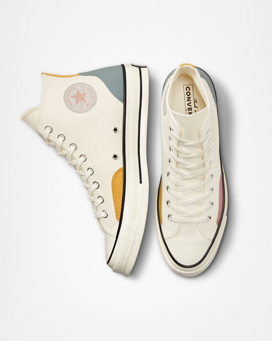 Tenisi Inalti Barbati Converse Chuck 70 Color Block Bej Gri Galbeni | RO IHORA620